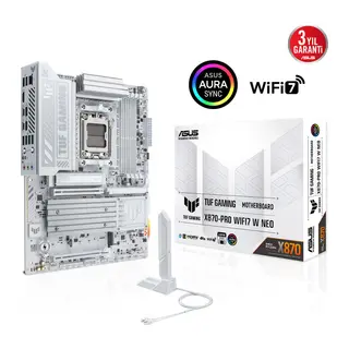 ASUS TUF GAMING X870-PRO WIFI7 W NEO, 4xDDR5, 4xM.2, HDMI, DP, Type-C, Wi-Fi 7, Bluetooth v5.4, AM5 Soket GAMING Anakart