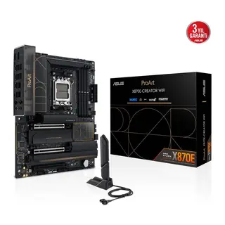 ASUS PROART X870E-CREATOR WIFI, 4xDDR5, 4xM.2, HDMI, DP, Type-C, PCIe 5.0, Wi-Fi 7, Bluetooth v5.4, AM5 Soket GAMING Anakart