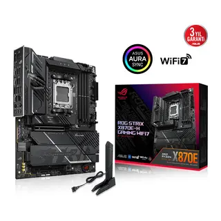 ASUS ROG STRIX X870E-H GAMING WIFI7, 4xDDR5, 4xM.2, DP, HDMI, Type-C, PCIe 5.0, Wi-Fi 7, Bluetooth v5.4, AM5 Soket GAMING Anakart