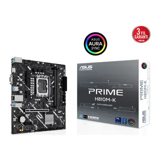 ASUS PRIME H810M-K, 2xDDR5, M.2, HDMI, D-SUB, LGA1851 Soket, ATX Anakart