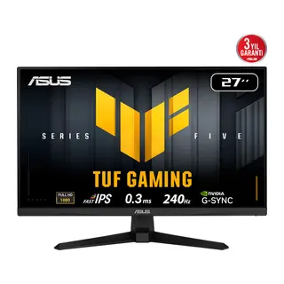 ASUS TUF GAMING VG279QM5A 27" 0.3ms, 240Hz, Full HD, DP, 2xHDMI, Hoparlör, Fast IPS LED, ELMB Sync Premium, GAMING Monitör