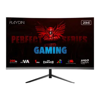 RAYDIN MM24RFA-200HZ, 23.6", 1ms, 200Hz, Full HD, 300 nits, HDMI, DP, Hoparlör, VA LED, R1650 Curved, Frameless, FreeSync Gaming Monitör