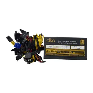 OLKO 2200, 2200W, 14cm Fan, 16xPCI-E 6+2Pin, 1x20+4Pin, 8xSata, ATX, Power Supply (PSU)