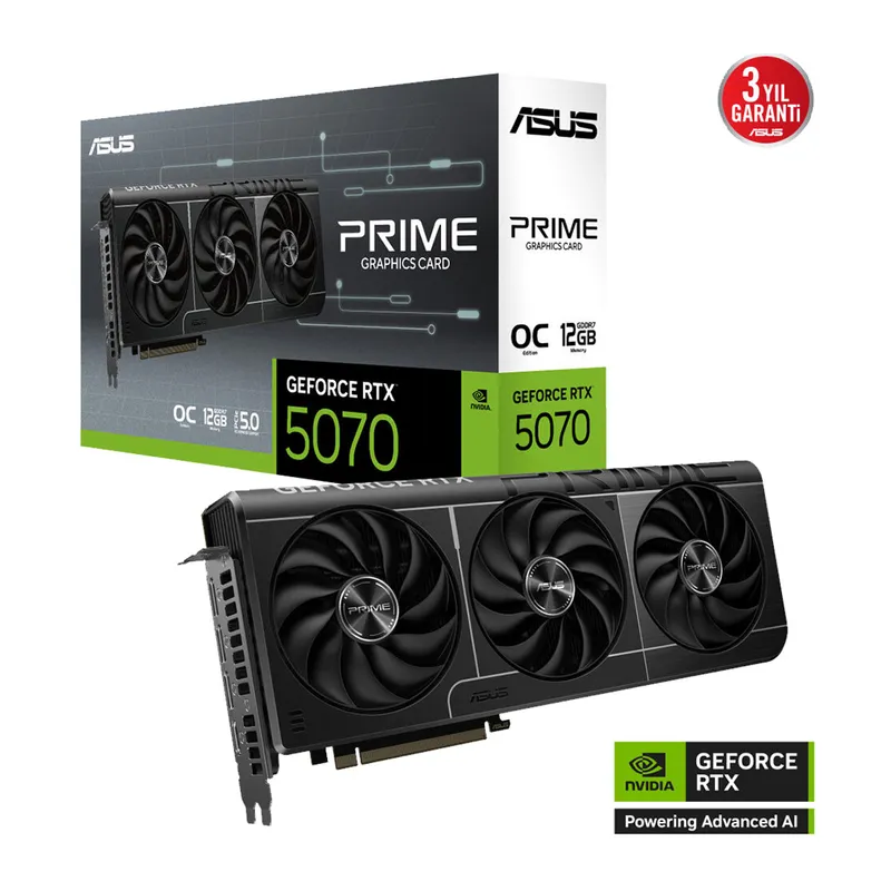 ASUS PRIME-RTX5070-O12G, 12Gb, 192Bit, GDDR7, 1xHDMI, 3xDP GAMING Ekran Kartı