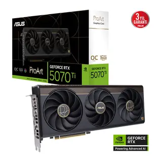 ASUS PROART-RTX5070TI-O16G, 16Gb, 256Bit, GDDR7, 1xHDMI, 2xDP, 1xType-C, GAMING Ekran Kartı
