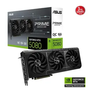 ASUS PRIME-RTX5080-O16G, 16Gb, 256Bit, GDDR7, 1xHDMI, 3xDP GAMING Ekran Kartı