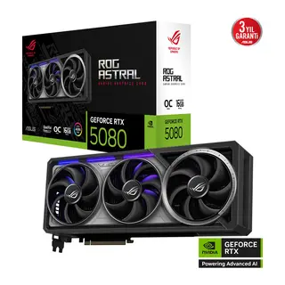 ASUS ROG-ASTRAL-RTX5080-O16G-GAMING, 16Gb, 256Bit, GDDR7, 2xHDMI, 3xDP GAMING Ekran Kartı