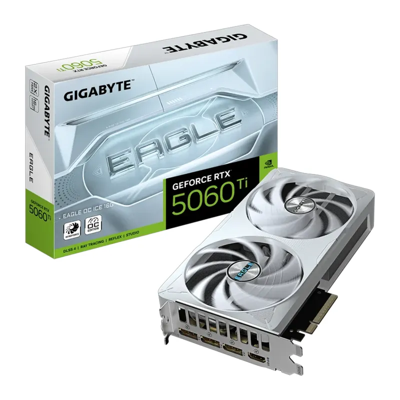 GIGABYTE GV-N506TEAGLE OC ICE-16GD, RTX5060TI, EAGLE OC ICE, 16Gb, GDDR7, 128BIT, 2 Fanlı, 1xHDMI, 3xDP, GAMING Ekran KARTI
