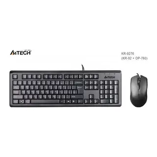 A4 TECH KR-9276, Siyah, USB Kablolu, Türkçe Q, Multimedya, Klavye Mouse Set