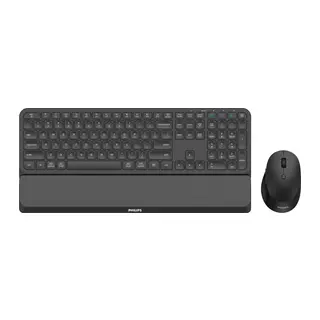 PHILIPS SPT6607B, Siyah, Türkçe Q, 2.4Ghz ve Bluetooth Kablosuz, Bilek Destekli, Multimedya Klavye Mouse Set