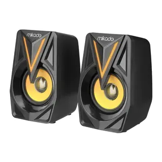MIKADO MD-S23 GLARE, 6W, 1+1, Masaüstü, RGB Aydınlatma, USB, Siyah Kasa, Speaker