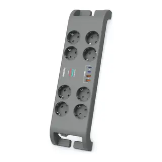 PHILIPS SPN8180GA/62, 8 Soket, Akım Korumalı Priz, 2400 Joules, 2Mt Kablo, 2xUsb-C PD 20W Hızlı Şarj, 2xUsb-A QC 18W, (Gri)