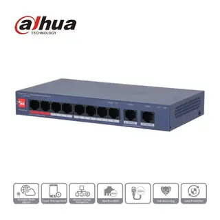 DAHUA CS4010-8ET2GT-110 8 Port, Megabit, PoE 110W, 2 Port Uplink, Cloud Yönetilebilir, Switch