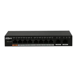 DAHUA PFS3010-8ET-96, 8 Port, MegaBit, PoE 96W, 2 Port GigaBit Uplink, Yönetilemez, Masaüstü Switch