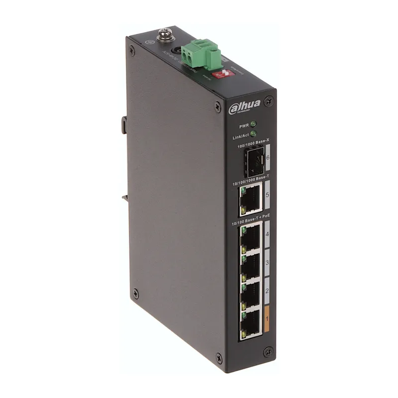 DAHUA PFS3106-4ET-60-V2, 4 Port, Megabit, PoE 60W, 1 Port Gigabit Uplink, 1 Port Gigabit SFP, Yönetilemez, Masaüstü Switch