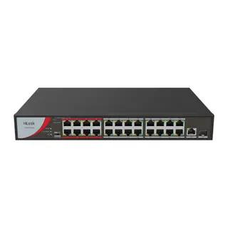 HILOOK NS-0326P-230(B), 24Port, Megabit, PoE 230W, 1 Port GigaBit Lan, 1 Port GigaBit SFP, Long Range 250Metre, Yönetilemez, Masaüstü Switch