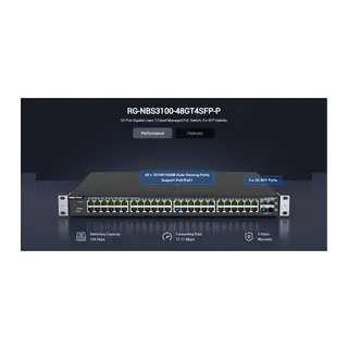 RUIJIE REYEE RG-NBS3100-48GT4SFP-P 48 Port GigaBit PoE, 370W, 4Port SFP, L2 Yönetilebilir Switch Metal Kasa