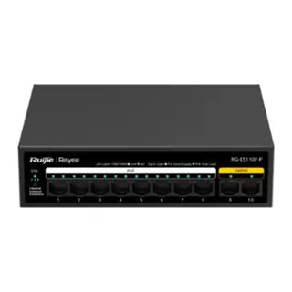 RUIJIE REYEE RG-ES110F-P 10 Port, 8 Port MegaBit POE, 110W, 2 Port Uplink, Metal Kasa Switch