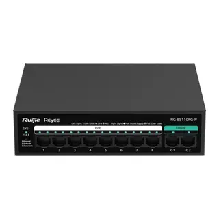 RUIJIE REYEE RG-ES110FG-P 10 Port, 8 Port MegaBit POE, 110W, 2 Port Gigabit Uplink, Switch