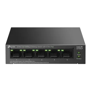 TP-LINK LS105LP, Green Tech, 5 Port, MegaBit, 4 Port PoE 41W, Metal Kasa, Yönetilemez, Masaüstü Switch