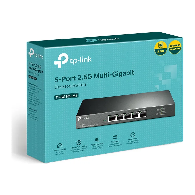 TP-LINK TL-SG105-M2, 5 Port, 2,5Gbps, Multi-GigaBit, Yönetilemez, Metal Kasa, Masaüstü Switch