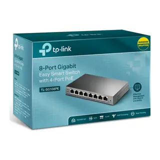 TP-LINK TL-SG108PE, 8 Port, GigaBit, 4 Port PoE 64W, Easy Smart, Yönetilebilir, Metal Kasa, Masaüstü Switch