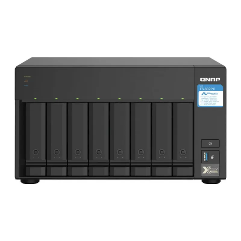 QNAP TurboNAS TS-832PX-4G, 4Gb Ram, 8xYuvalı, Tower NAS