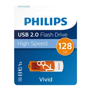 PHILIPS FM12FD05B, 128GB, USB 2.0, Vivid, Turuncu, Flash Disk