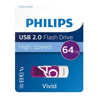 PHILIPS FM64FD05B, 64GB, USB 2.0, Vivid, Mor, Flash Disk