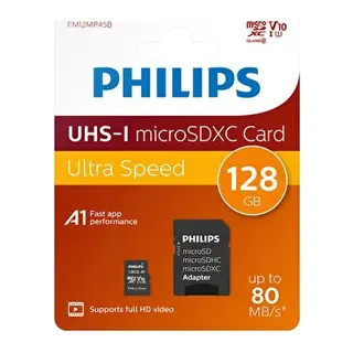 PHILIPS FM12MP45B/00, 128GB, SDXC, UHS-I, U1, Class10, MicroSD Kart Bellek (SD Adaptörlü)