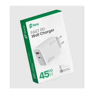 FENY FN-C45, 45W, USB+Type-C, Akıllı Isı Kontrol Chip, Qualcomm Quick Charge 3.0, ŞARJ Adaptörü