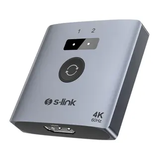 S-LINK SL-LU602, 2xHDMI, 4K, 60Hz, Monitör Çoklayıcı (1PC-2Monitör veya 2PC- 1Monitör) Çift Yönlü Switch
