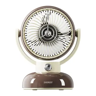 EVEREST EFN12, KAHVERENGİ, 3 Kademeli Hız, 4" Kanat, Masaüstü Kullanım, Taşınabilir, Dahili 1200mAh Bataryalı, USB Şarj Girişli, Vantilatör