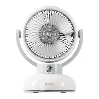 EVEREST EFN12, KREM, 3 Kademeli Hız, 4" Kanat, Masaüstü Kullanım, Taşınabilir, Dahili 1200mAh Bataryalı, USB Şarj Girişli, Vantilatör