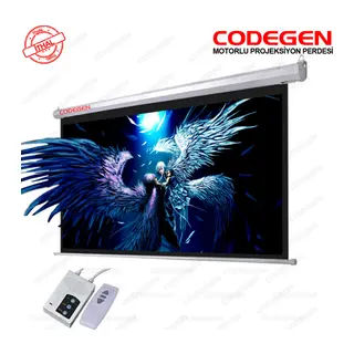 Codegen EX-18 MOTORLU PROJEKSİYON PERDESİ 180x180 Elektrikli Uzaktan Kumandalı (Arkası Siyah Fonlu - Duvar/Tavan Asılabilir)