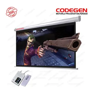 Codegen EX-20 MOTORLU PROJEKSİYON PERDESİ 200x200 Elektrikli Uzaktan Kumandalı (Arkası Siyah Fonlu - Duvar/Tavan Asılabilir)