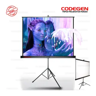 Codegen TX-18 TRIPOD PROJEKSİYON PERDESİ 180X180 (Arkası Siyah Fonlu - Taşınabilir Ayaklı Model)