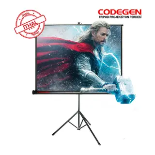 Codegen TX-20 TRIPOD PROJEKSİYON PERDESİ 200X200 (Arkası Siyah Fonlu - Taşınabilir Ayaklı Model)