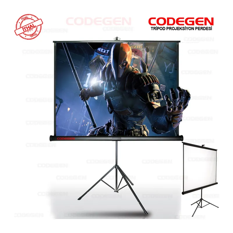 Codegen TX-24 TRIPOD PROJEKSİYON PERDESİ 240X200 (Arkası Siyah Fonlu - Taşınabilir Ayaklı Model)