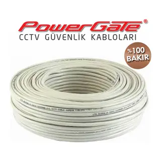 PowerGate VIA 100mt, 2+1 (2x0,22+0,22) %100 Bakır, CCTV Güvenlik Kablosu