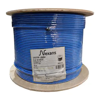 NEXANS NEX1611TB5, MAVİ, CAT6, 500M, 23AWG (0,58mm), UTP, %100 Bakır, LSZH Halogen Free, Makara, Kablo