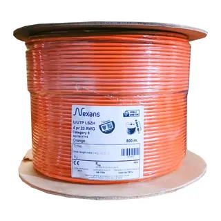 NEXANS NEX1611TF5, TURUNCU, CAT6, 500M, 23AWG (0,58mm), UTP, %100 Bakır, LSZH Halogen Free, Makara, Kablo