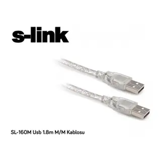 S-LINK SL-160M, İki Ucu Erkek M/M USB Kablosu, USB To USB 2.0 KABLO, 1.8mt