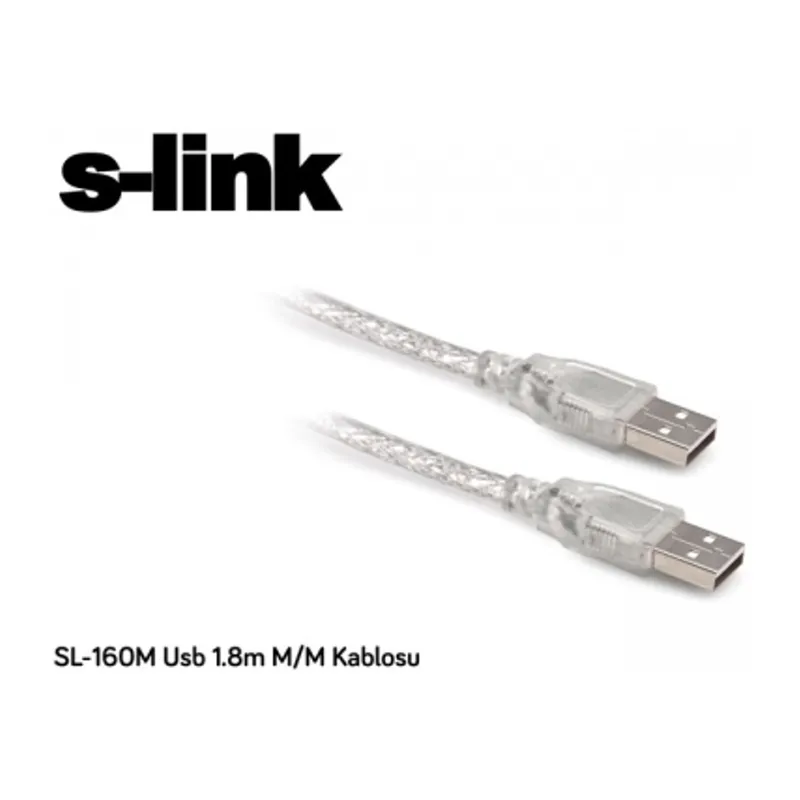 S-LINK SL-160M, İki Ucu Erkek M/M USB Kablosu, USB To USB 2.0 KABLO, 1.8mt