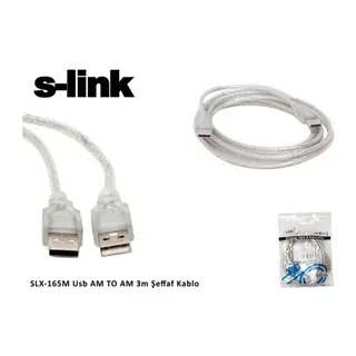 S-LINK SL-165M, İki Ucu Erkek M/M USB Kablosu, USB To USB 2.0 KABLO, 3mt