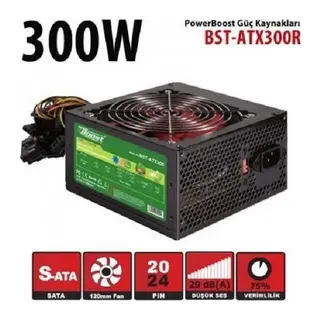 POWERBOOST BST-ATX300R 300W 12 Cm Kırmızı Fan Atx PSU RETAIL BOX (KUTULU)