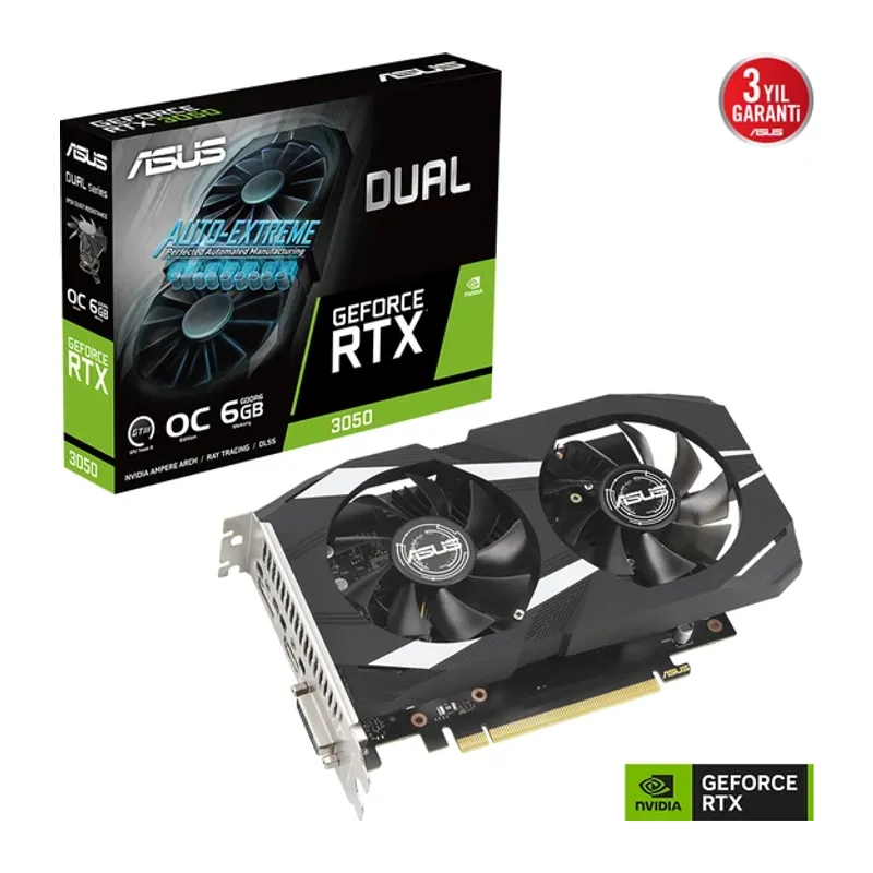 ASUS Nvidia 6GB RTX3050 DUAL OC GDDR6 96 Bit DUAL-RTX3050-O6G HDMI DP