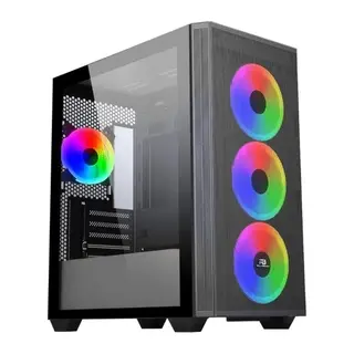 PowerBoost PB-P2252BB USB 3.0 Mesh Siyah 4x Ring ARGB Fanlı Mid Tower Gaming Kasa