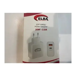 ELBA ELB15 25W 3.0A Usb-A To Usb-C Çift Girişli Hızlı Şarj Akım Koruma Isıya Dayanıklı EV Şarj Kafa