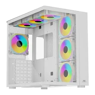 POWERBOOST SEAVIEW AKVARYUM PB-SS02W PSU Yok USB 3.0 Mesh 7X12CM RGB FAN GAMING ATX KASA BEYAZ